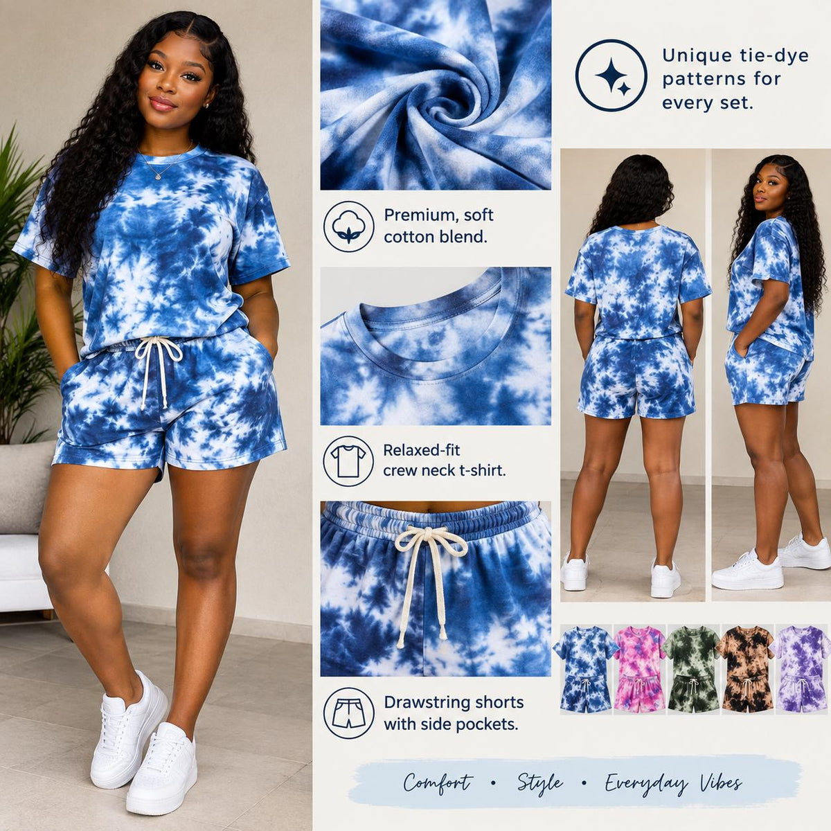 Trendy Unisex Tie-Dye Two-Piece Set